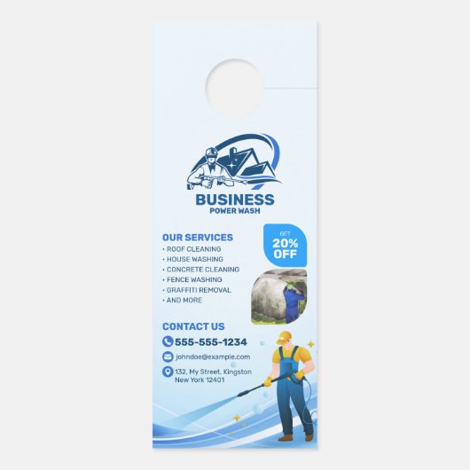 Moderne Druckwäsche Power Waschhaus Reinigung Türanhänger (Rückseite)