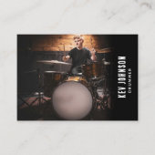 Moderne Drummer Band Musiker Full Foto Black Visitenkarte (Vorderseite)