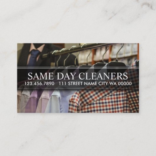 Moderne Dry Cleaners Business Card Visitenkarte (Vorderseite)