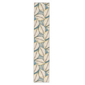 Moderne Dschungel Big Tropical Leaf Blau und Beige Mittelgroßer Tischläufer (Vorderseite)