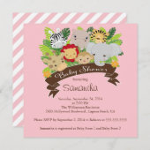 Moderne Dschungel-Safari-Tier-Babyparty Einladung (Vorne/Hinten)