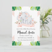 Moderne Dschungelelefantenbabwdusche Einladung (Stehend Vorderseite)