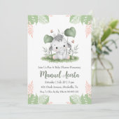 Moderne Dschungelelefantenbabwdusche Einladung (Stehend Vorderseite)