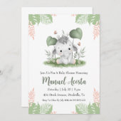 Moderne Dschungelelefantenbabwdusche Einladung (Vorne/Hinten)