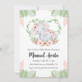 Moderne Dschungelelefantenbabwdusche Einladung (Vorderseite)