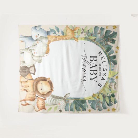 Moderne Dschungeltiere niedliche Safari-Hinterfäll Wandteppich (Vorderseite (Horizontal))