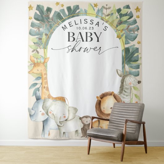 Moderne Dschungeltiere niedliche Safari-Hinterfäll Wandteppich (Beispiel)