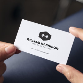 Moderne Dumbell Logo Personal Trainer Fitness Visitenkarte