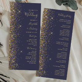 Moderne Dunkelblau-Gold-Glitzer-Edge-Hochzeit