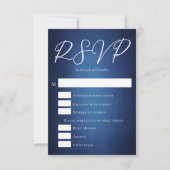 Moderne, dunkelblaue Abend-Hochzeitsmahlwahl RSVP Karte (Vorderseite)