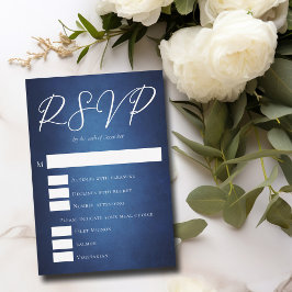 Moderne, dunkelblaue Abend-Hochzeitsmahlwahl RSVP Karte