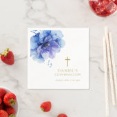 Moderne dunkelblaue Aquarellfarben - Blumenbestäti Serviette (Beispiel)