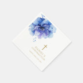 Moderne dunkelblaue Aquarellfarben - Blumenbestäti Serviette (Ecke)
