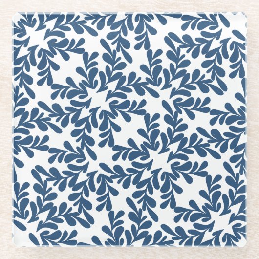 Moderne dunkelblaue Blätter Untersetzer (Vorderseite)