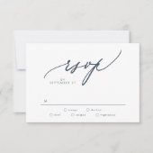 Moderne dunkelblaue blaue, einfache Hochzeit RSVP Karte (Vorderseite)