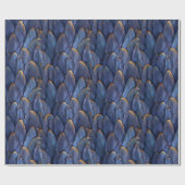 Moderne dunkelblaue Federn Muster Geschenkpapier (Flach)