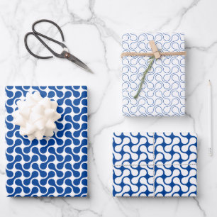 Moderne Dunkelblaue Geometrische Metaball-Muster Geschenkpapier Set