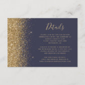 Moderne dunkelblaue Gold Glitzer Edge Hochzeitdeta Begleitkarte (Vorderseite)