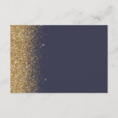 Moderne dunkelblaue Gold Glitzer Edge Hochzeitdeta Begleitkarte (Rückseite)