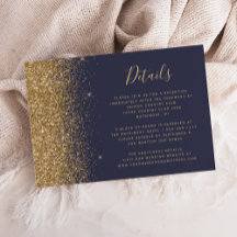Moderne dunkelblaue Gold Glitzer Edge Hochzeitdeta