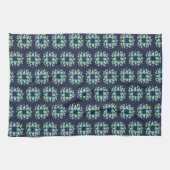 Moderne dunkelblaue grüne Blumengestaltung Geschirrtuch (Horizontal)