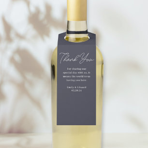 Moderne dunkelblaue Hochzeits-Wein Flaschenanhänger