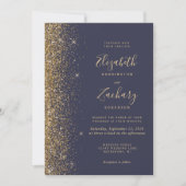 Moderne Dunkelblaue Imitate Glitzer Edge Wedding Einladung (Vorderseite)