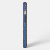 Moderne dunkelblaue Jeans-Textur mit Lederpatch iPhone Hülle (Linke Seite)