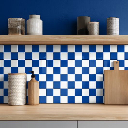 Moderne dunkelblaue, karierte Keramik Fliese
