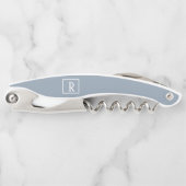 Moderne dunkelblaue Monogramm-Flasche Kellnermesser (Vorderseite)