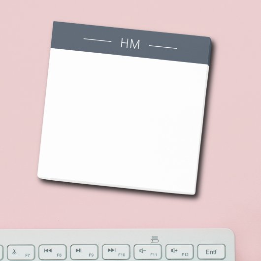 Moderne dunkelblaue Monogramm-Initialen Post-it Klebezettel