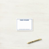Moderne dunkelblaue Namensumrandung Post-it Klebezettel (Auf Schreibtisch)