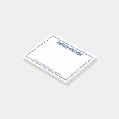 Moderne dunkelblaue Namensumrandung Post-it Klebezettel (angewinkelt)