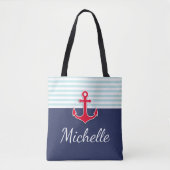 Moderne dunkelblaue, nautische Design, roter Anker Tasche (Vorderseite)