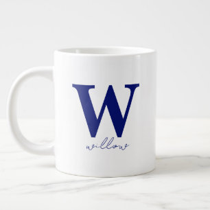 Moderne dunkelblaue Personalisierte Monogramm-Tass Jumbo-Tasse