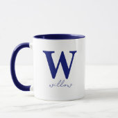 Moderne dunkelblaue Personalisierte Monogramm-Tass Tasse (Links)
