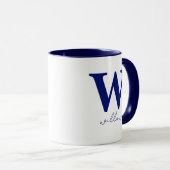 Moderne dunkelblaue Personalisierte Monogramm-Tass Tasse (VorderseiteRechts)