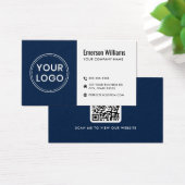 Moderne dunkelblaue QR-Code-Visitenkarte (Schreibtisch)