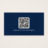 Moderne dunkelblaue QR-Code-Visitenkarte (Rückseite)