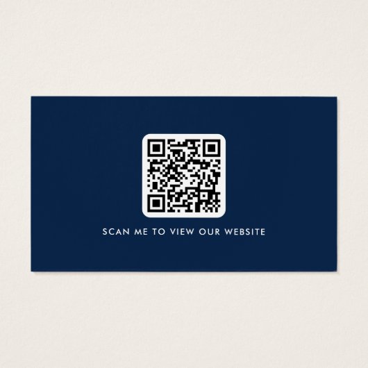 Moderne dunkelblaue QR-Code-Visitenkarte (Rückseite)