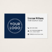 Moderne dunkelblaue QR-Code-Visitenkarte (Vorderseite)