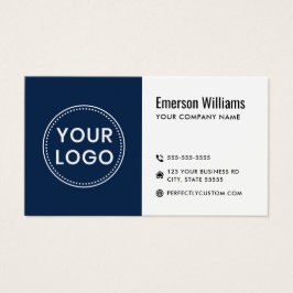 Moderne dunkelblaue QR-Code-Visitenkarte