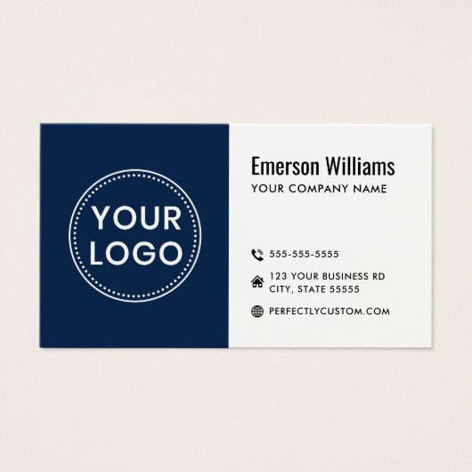 Moderne dunkelblaue QR-Code-Visitenkarte (Vorderseite)