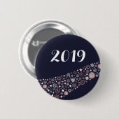 Moderne dunkelblaue, rosa und weiße Schneeflocken  Button (Vorne & Hinten)