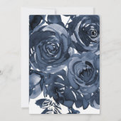 Moderne dunkelblaue Rose Bouquet Wedding Einladung (Rückseite)