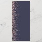 Moderne Dunkelblaue Rose Gold Glitzer Edge Wedding Menükarte (Rückseite)