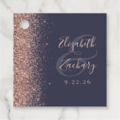 Moderne Dunkelblaue Rose Gold Glitzer Hochzeit Geschenkanhänger (Vorderseite)
