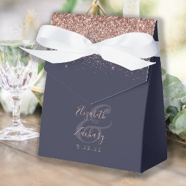 Moderne Dunkelblaue Rose Gold Glitzer Hochzeit Geschenkschachtel