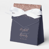 Moderne Dunkelblaue Rose Gold Glitzer Hochzeit Geschenkschachtel (Vorderseite)