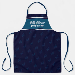 moderne dunkelblaue Schürze mit Koch
